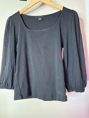Sanctuary Black Scoop Neck Puff Sleeve Long-Sleeve Top